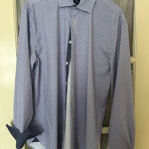 Society Of Threads Navy and White Plaid Shirt